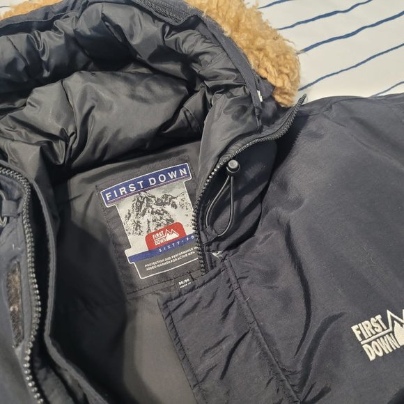 FIRST DOWN Black Goose Down Hooded Nylon Artic Parka JACKET - Picture 11 of 11